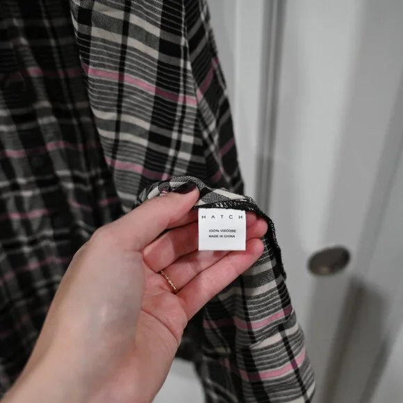 HATCH Small Alyssa Plaid Button Front Shirt Dress Midi Maternity - Picture 6 of 12